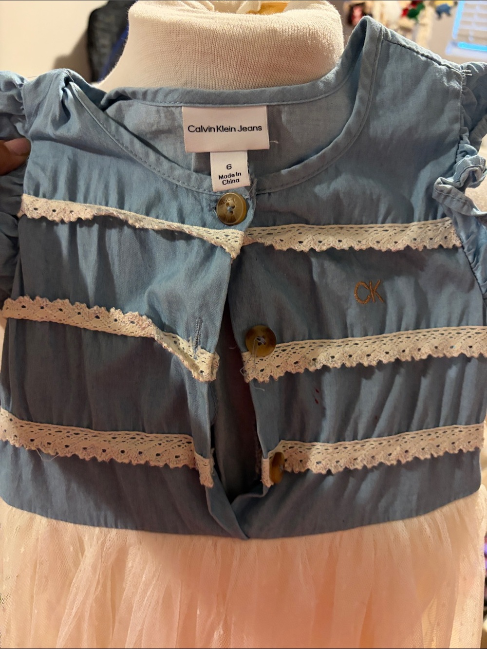 Calvin Klein Jeans Blue & Pink Tulle Dress